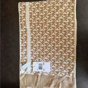 Michael Kors Tan and Cream Geometric Scarf. Approximately 66 inches long